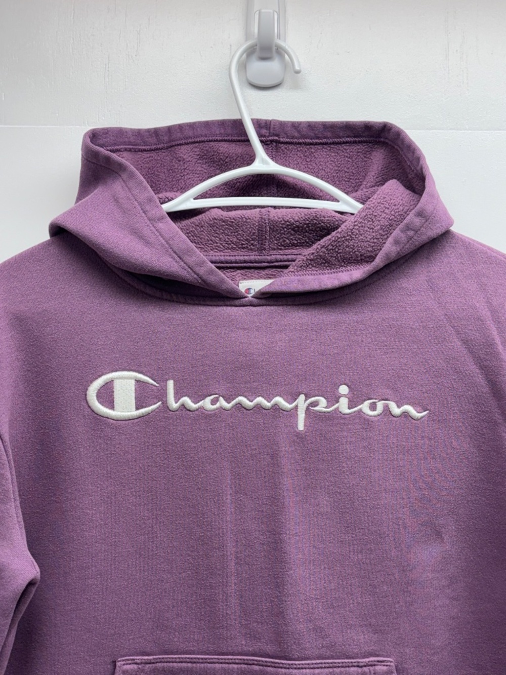 Champion Women's Fleece Pullover Hoodie Mauve Script Logo Size XS